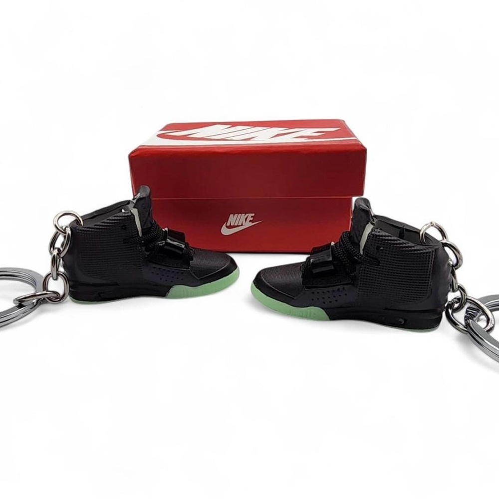 Nike Air Yeezy 2 Black / Glow Sneaker Keychain Set with box!